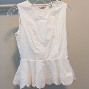 JACK WILLS WHITE PEPLUM TOP SIZE 2